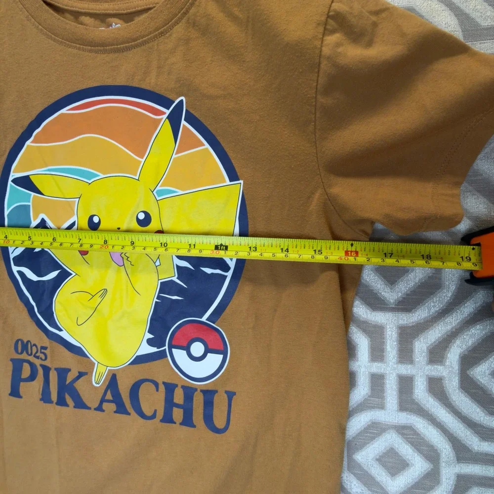 Pokemon Pikachu Boys Graphic T-Shirt Yellow Ochre Mad Engine Size L 12